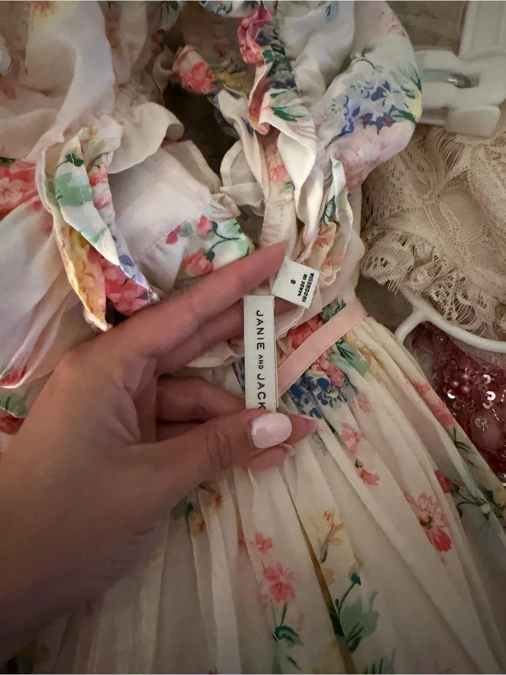 Janie and Jack Pastel Pink Floral Ruffle Dress